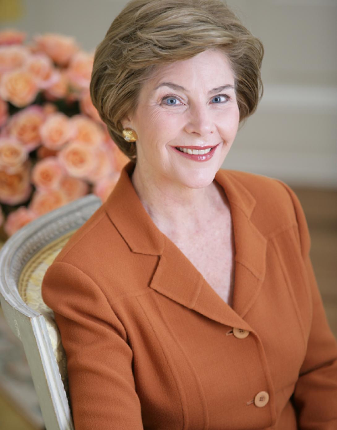 Mrs. Laura Bush in her official portrait taken, October 17, 2005, in the Yellow Oval Room in the Private Residence of the White House. (P101705KJ-0075)