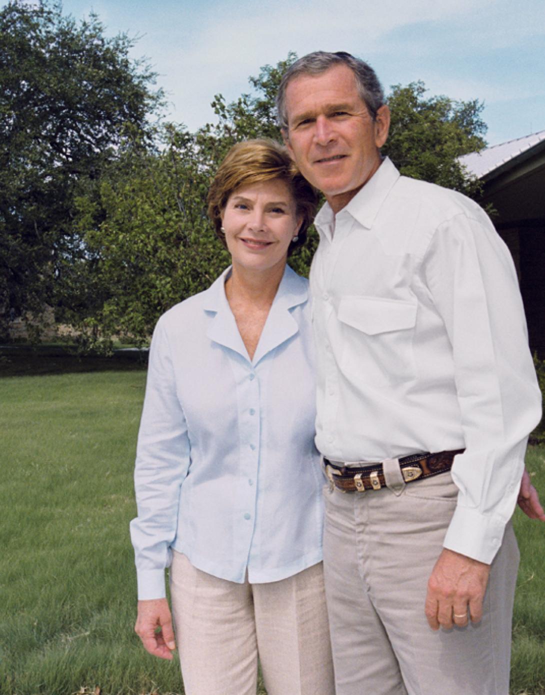 President George W. Bush and Mrs. Laura Bush pose for photographs , September 30, 2005, at Prairie Chapel Ranch in Crawford, Texas.  (P20878-14)