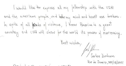 Carlos Dunham of Rio de Janeiro, Brazil, expresses his heart break at the tragedy and confidence in the United States’ ability to overcome.