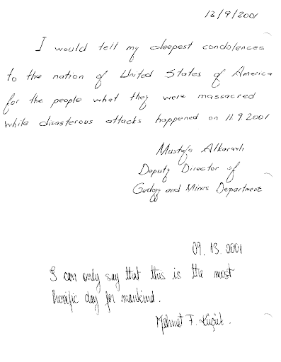 Government officials and citizens of the Republic of Cyprus share their feelings and support of the United States.