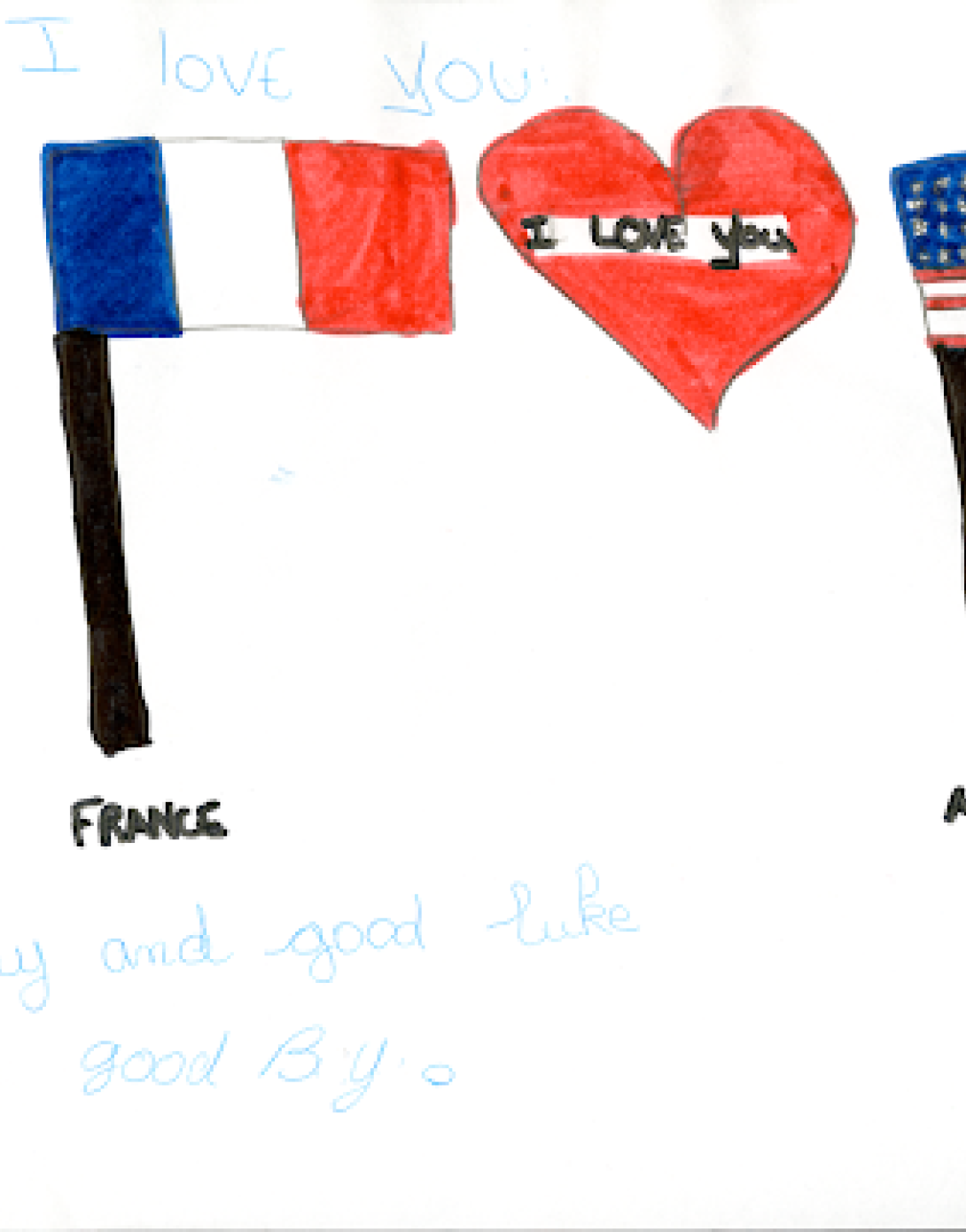 Marina, a ten-year old child in France, shares her love with the United States.