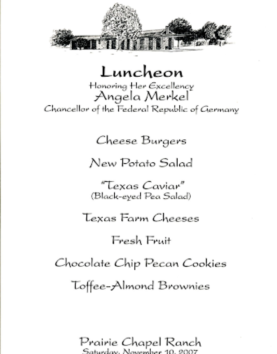 Luncheon for Chancellor Angela Merkel of Germany, November 10, 2007.