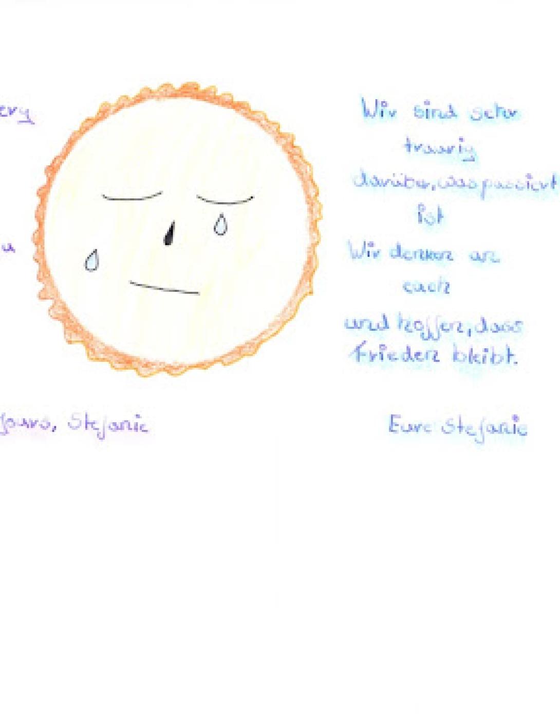 In addition to newspaper readers, thousands of German school children also sent in drawings and letters of sympathy, support, and hope.
