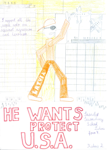 One of many school children from Latvia who shares his support for all people who are against aggression and terrorism.