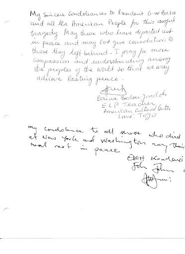 Two citizens of the Togolese Republic share their condolences.