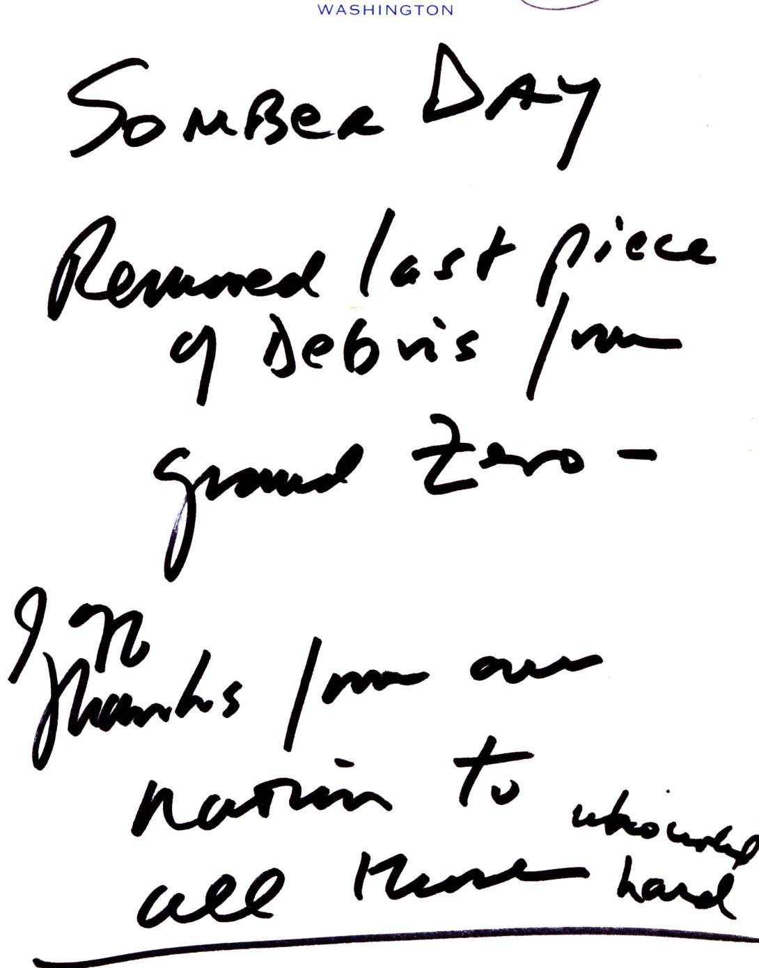 Handwritten notes from President George W. Bush, May 30, 2002.