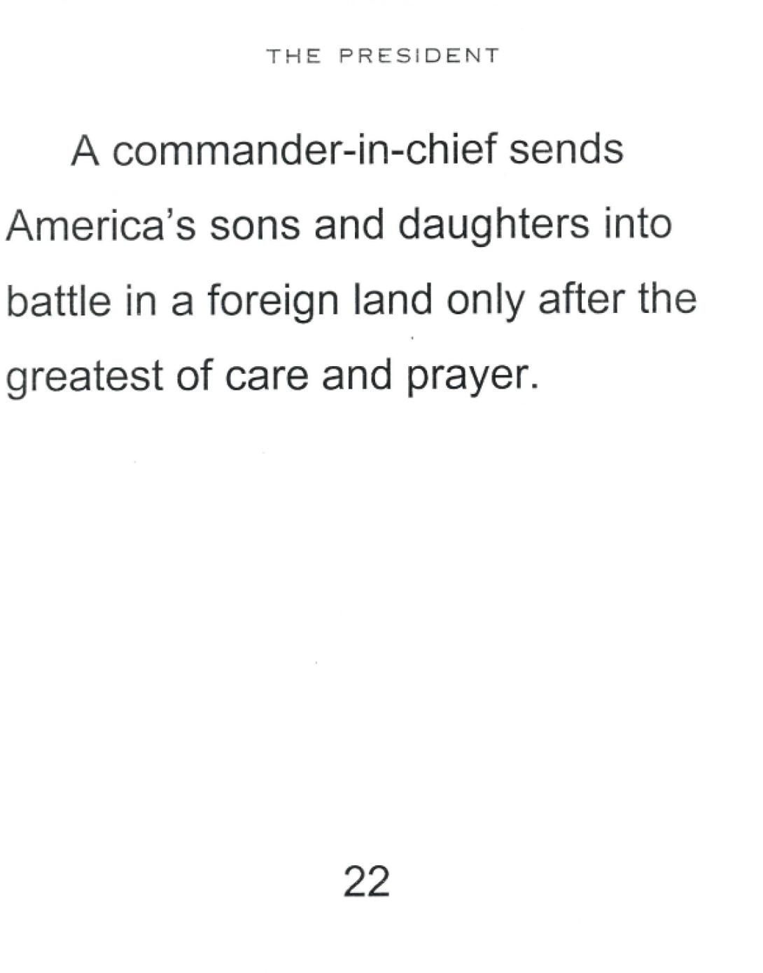 Select speech cards used by President George W. Bush to announce the invasion of Afghanistan, October 7, 2001.
