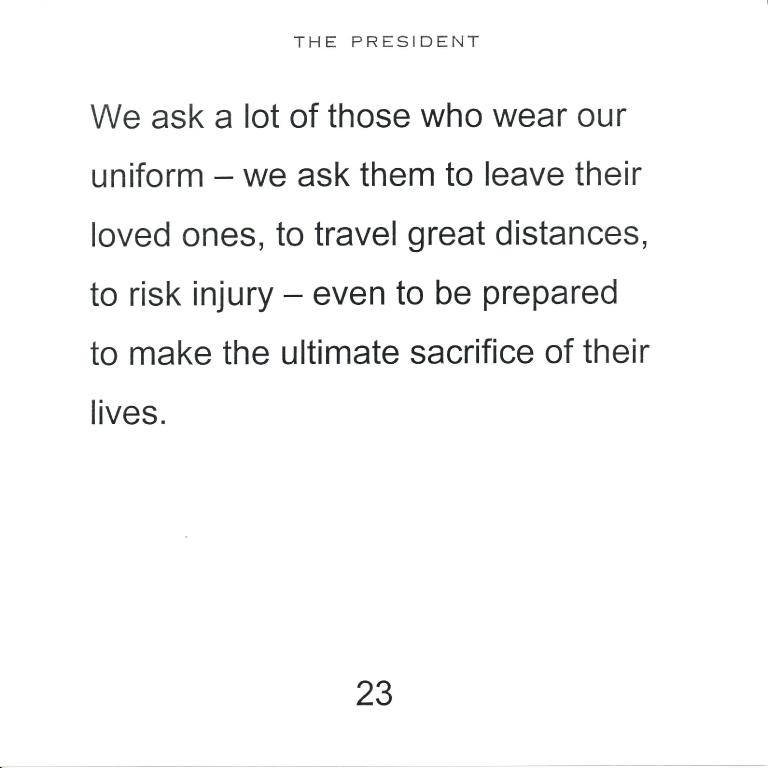 Select speech cards used by President George W. Bush to announce the invasion of Afghanistan, October 7, 2001.