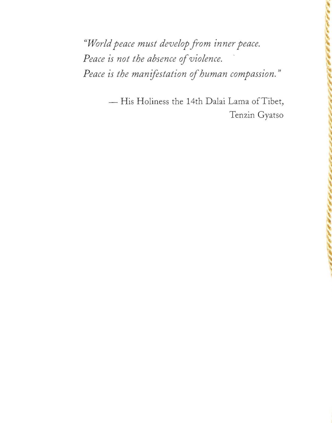 Program from the Congressional Gold Medal Ceremony in Honor of His Holiness the 14th Dalai Lama of Tebet Tenzin Gyatso, October 17, 2007. (Page 2 of 4)