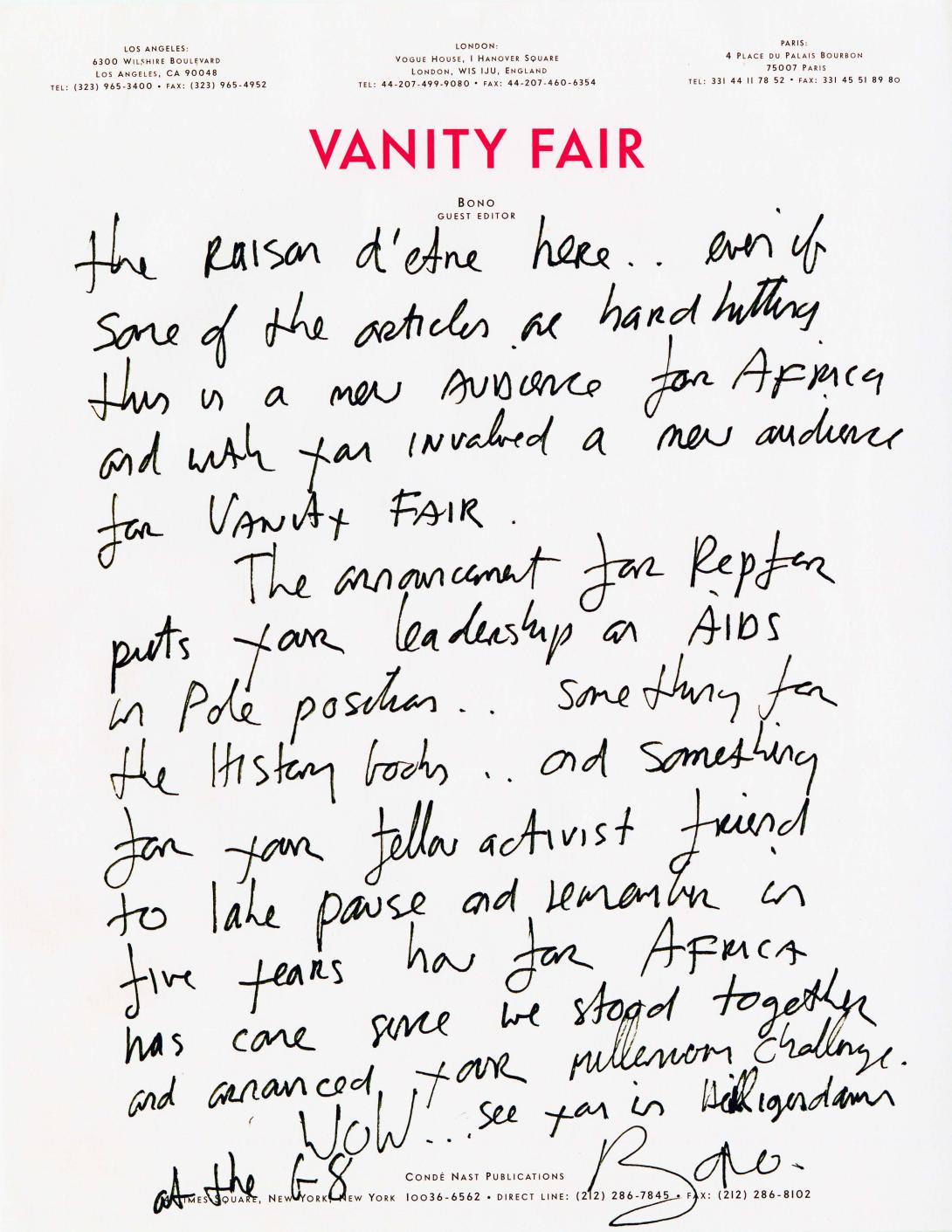 Letter to President George W. Bush from U2 singer Bono regarding the President's Emergency Plan for AIDS Relief (PEPFAR), 2007. (Page 2 of 2)