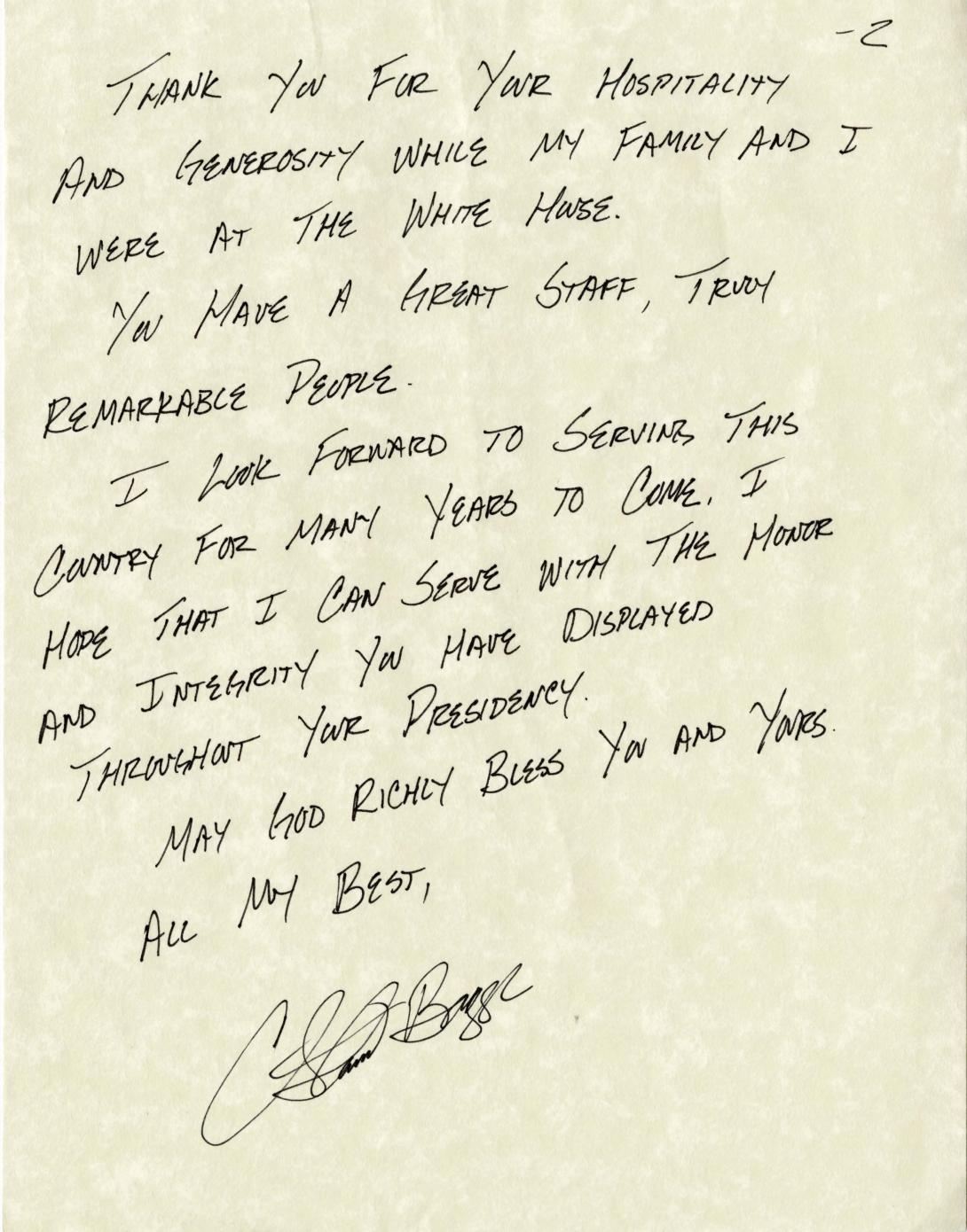 To President George W. Bush a letter from amputee Sergeant Christian Bagge dated July 6, 2006 who ran with the President at the White House. (Page 2 of 2)