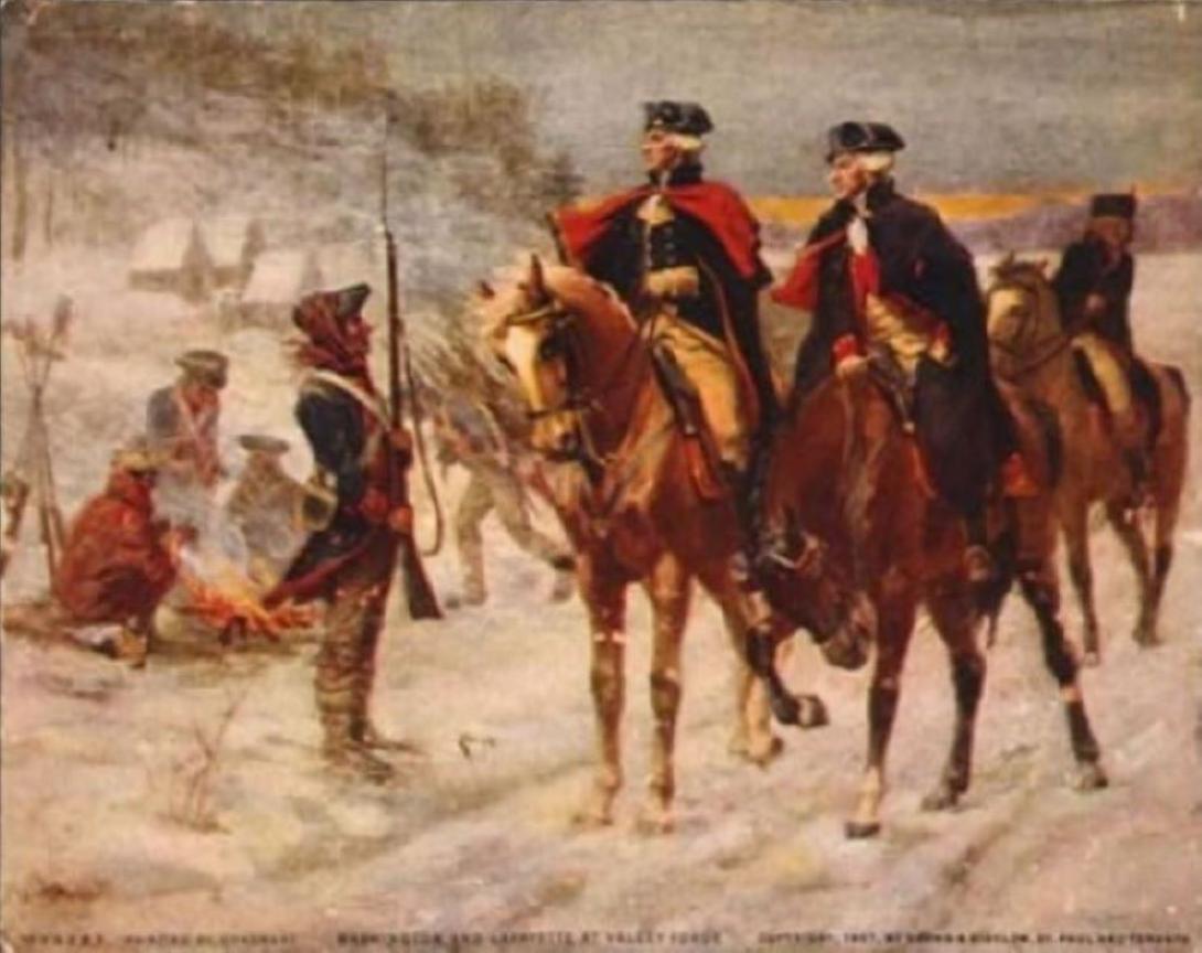 Washington and Lafayette at Valley Forge - painting by Dunsmore