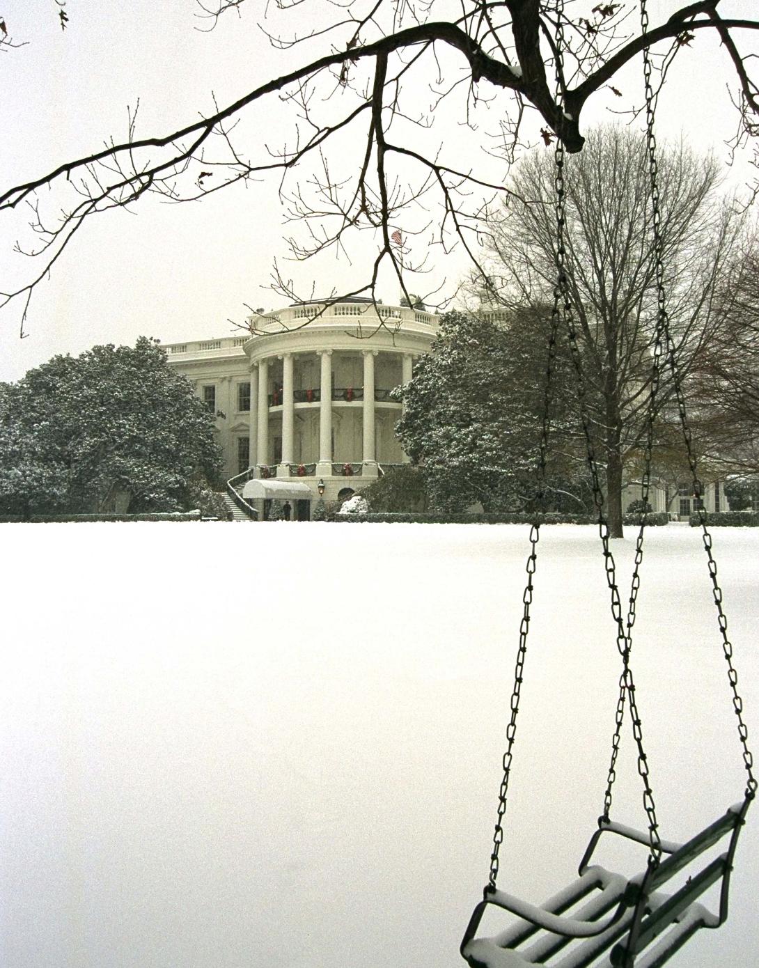 White House Snow Covered Grounds